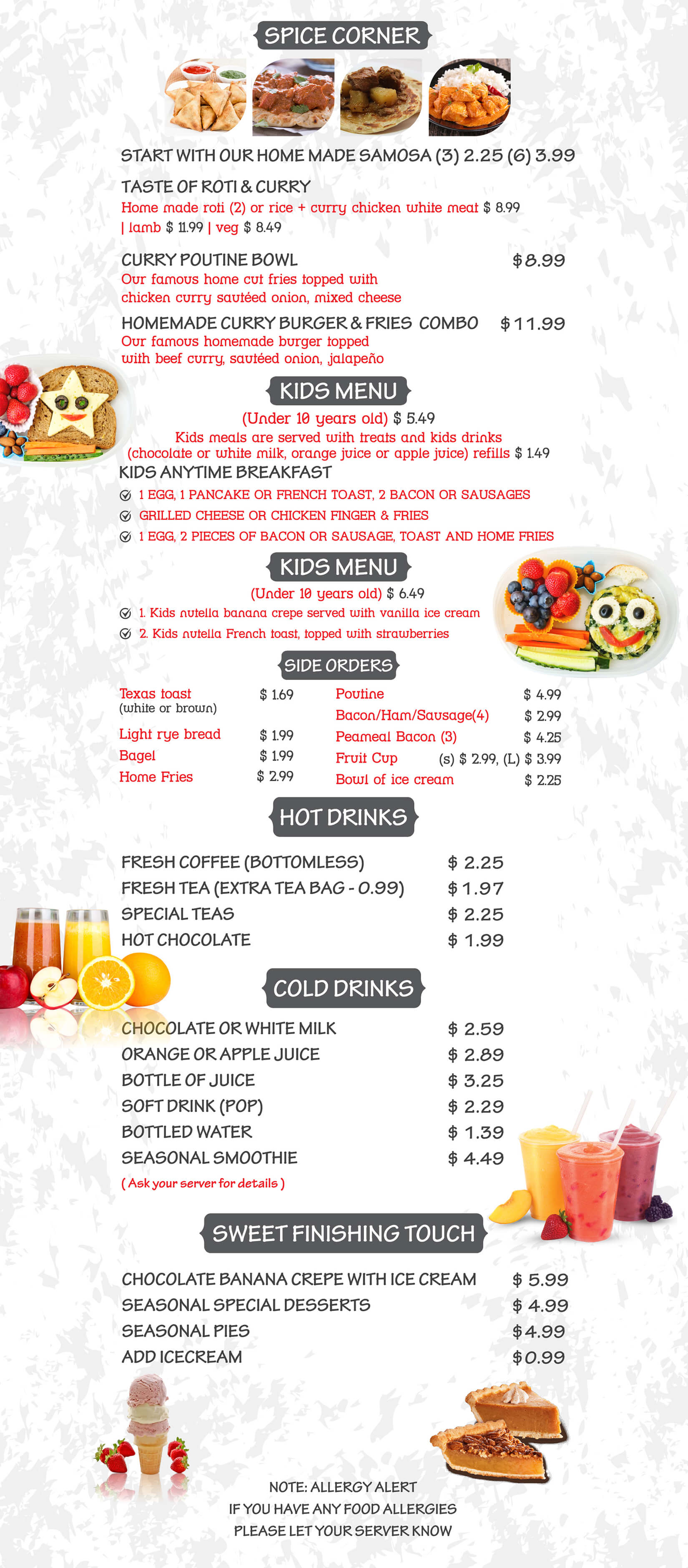 Menus Newcastle Griddle